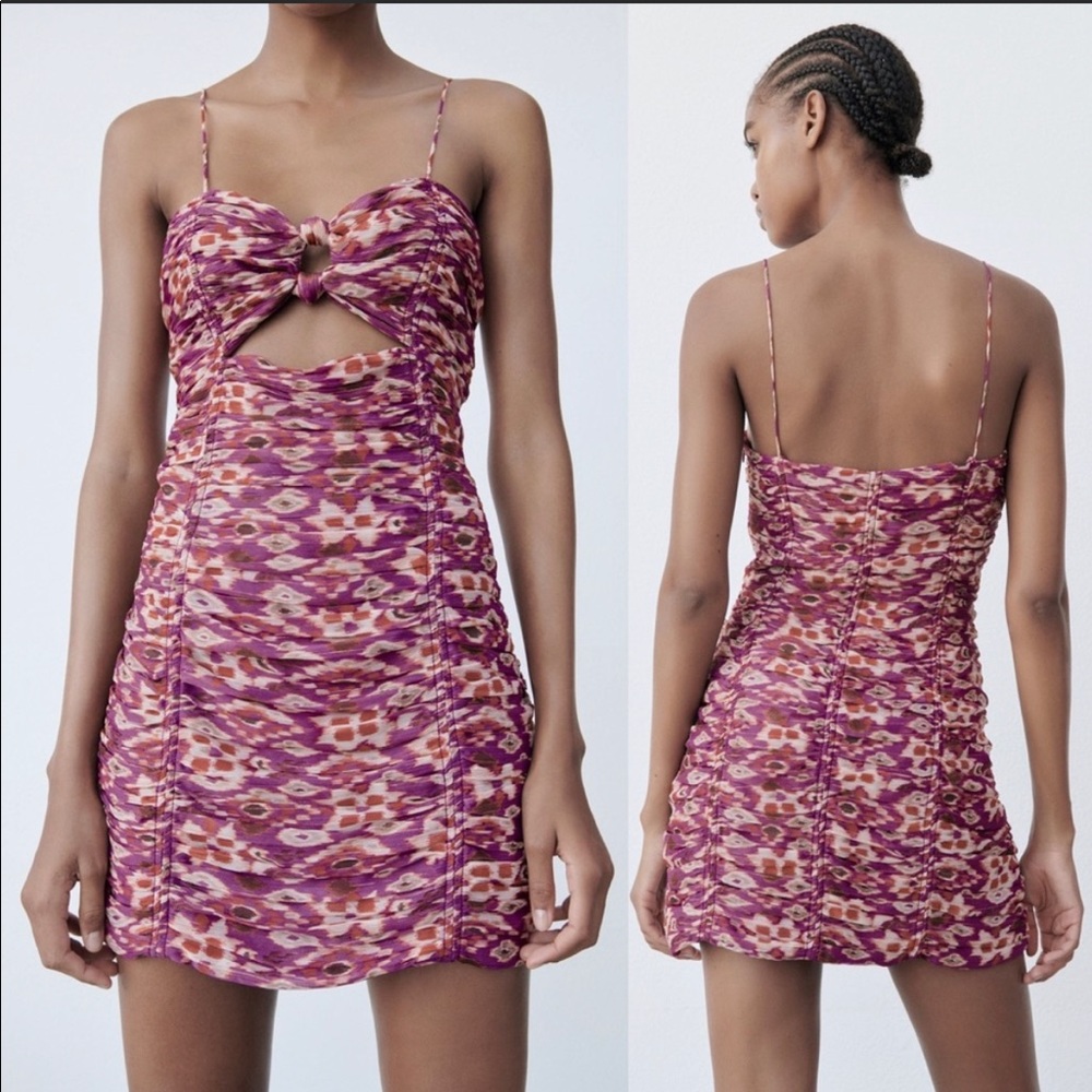 Zara printed draped dress